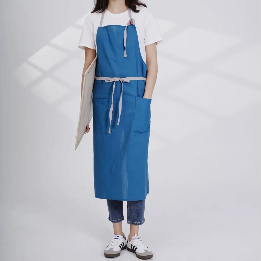 Cross-Border Ins Cotton Apron Large Size Hip Coverall Art Flower Barista Unisex Printable Logo - Image 9