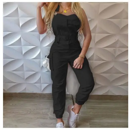 Gray Flap Pocket Workwear Pants Set for Women - Image 6