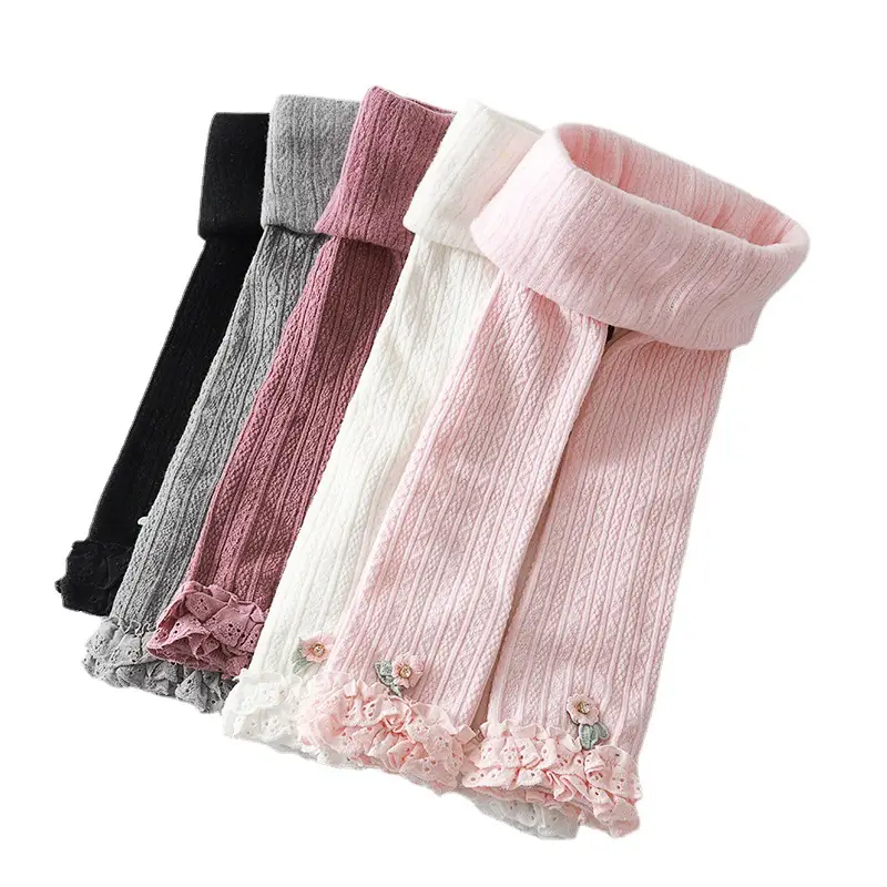 Black Velvet Flower Lace Baby Pants for Girls - Image 10