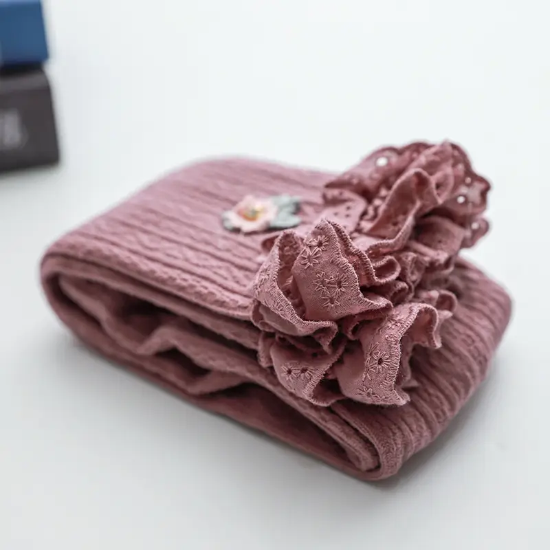 Black Velvet Flower Lace Baby Pants for Girls - Image 5