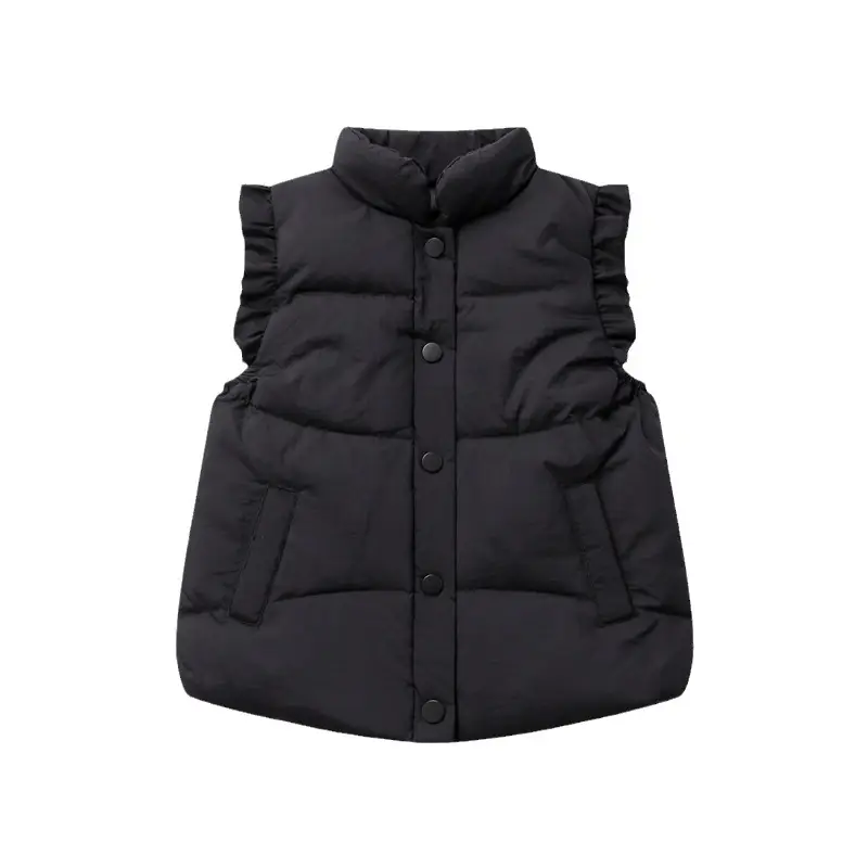 Girls' Cream Lace Down Vest for Kids Autumn Winter - Image 8