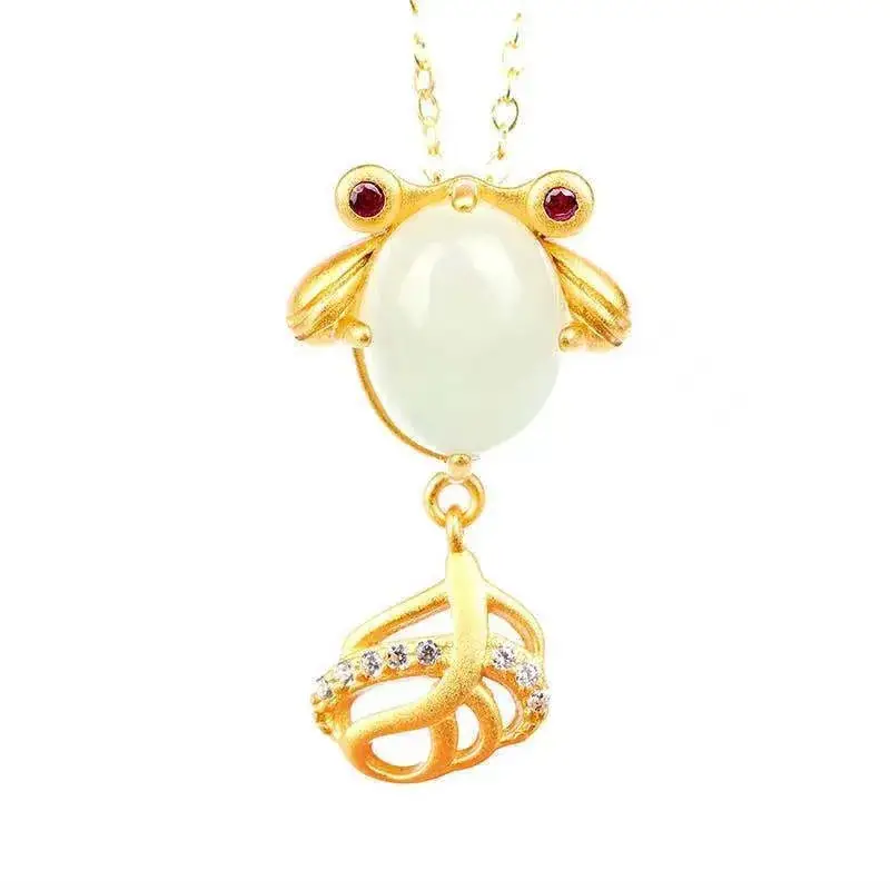 Natural Hetian Jade Goldfish Pendant Necklace - Image 7