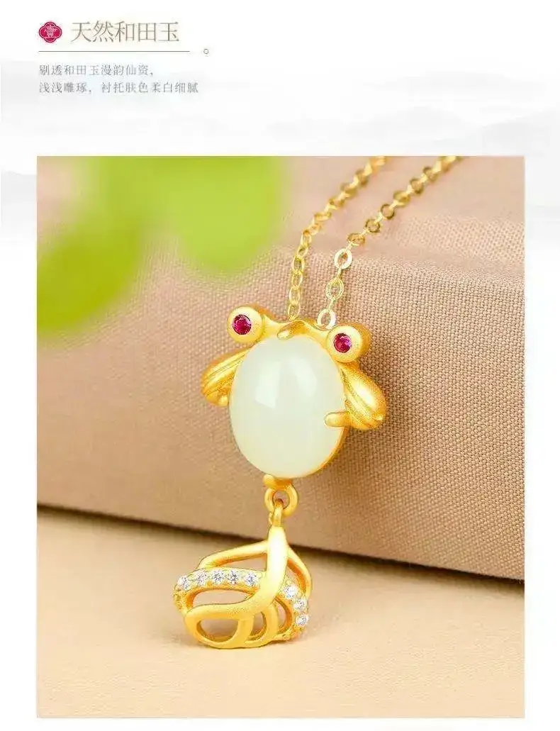Natural Hetian Jade Goldfish Pendant Necklace — feature 6