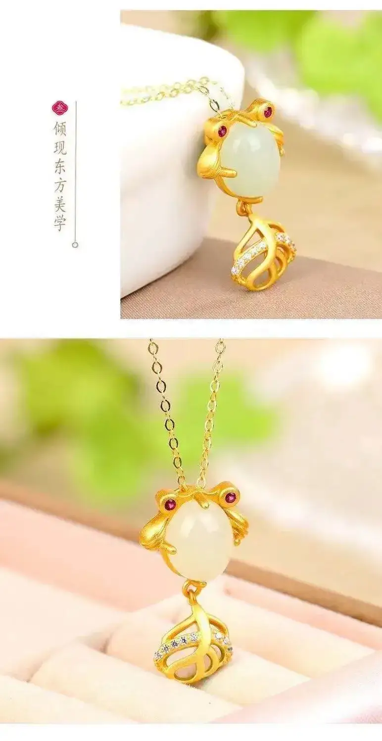 Natural Hetian Jade Goldfish Pendant Necklace — feature 8