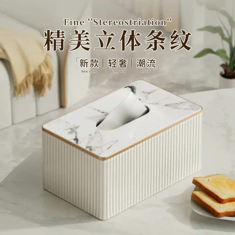 Modern Gray Marble Top Tissue Box for Living Room - Image 12