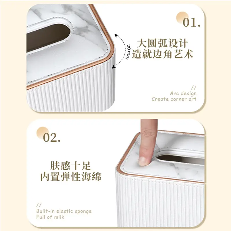 Modern Gray Marble Top Tissue Box for Living Room - Image 14
