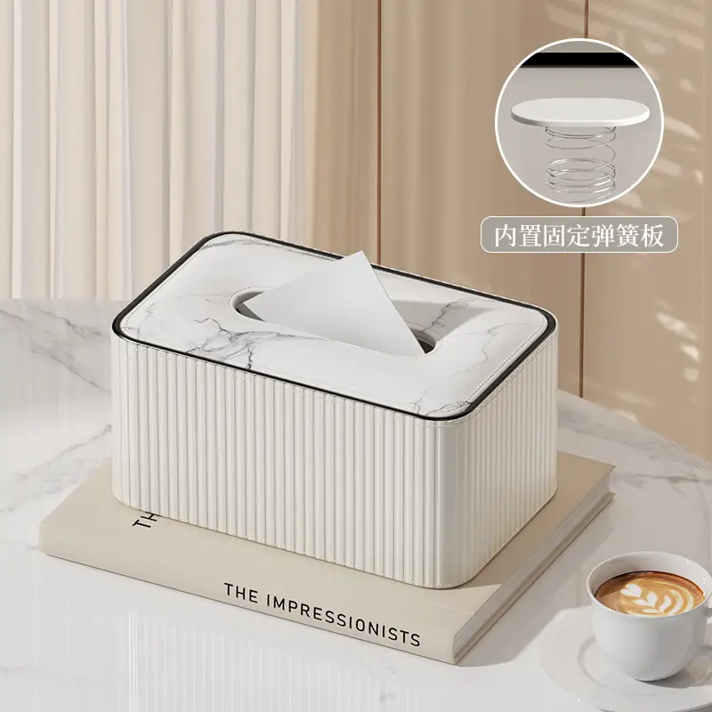 Modern Gray Marble Top Tissue Box for Living Room - Image 2