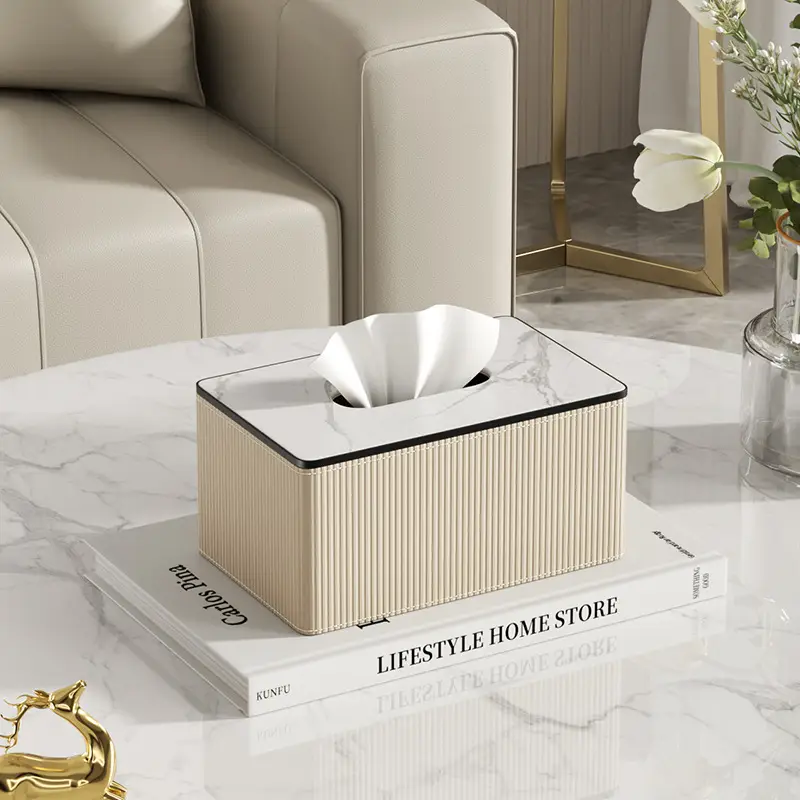 Modern Gray Marble Top Tissue Box for Living Room - Image 5
