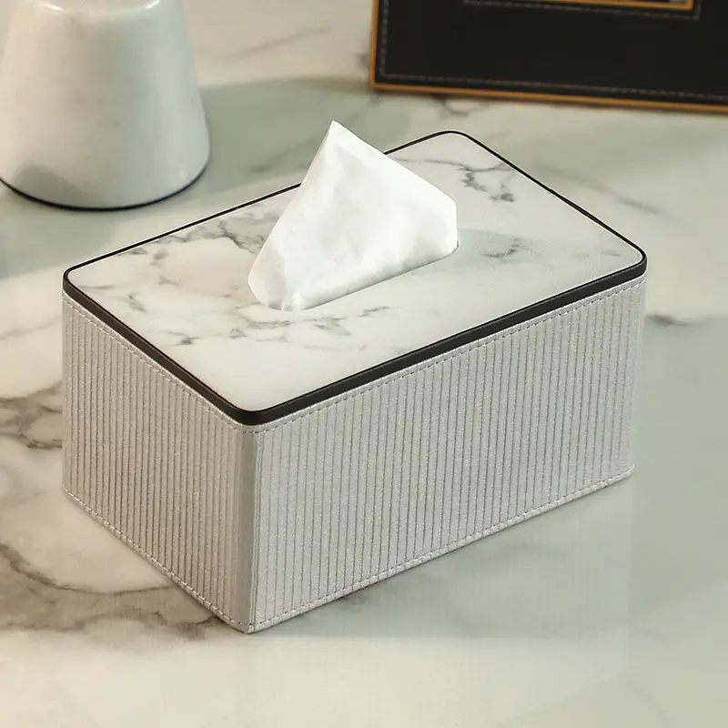 Modern Gray Marble Top Tissue Box for Living Room - Image 6