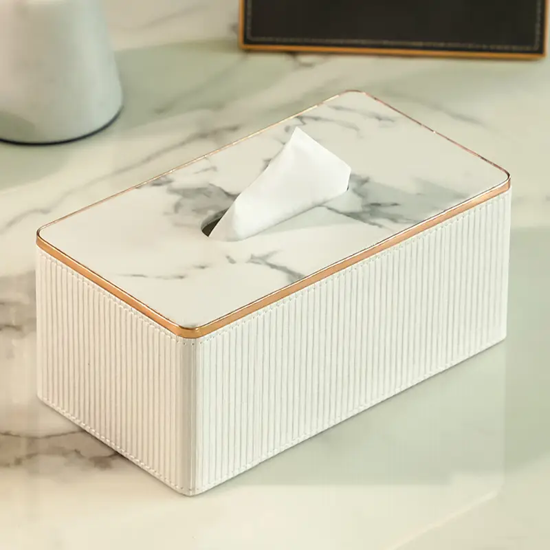 Modern Gray Marble Top Tissue Box for Living Room - Image 8