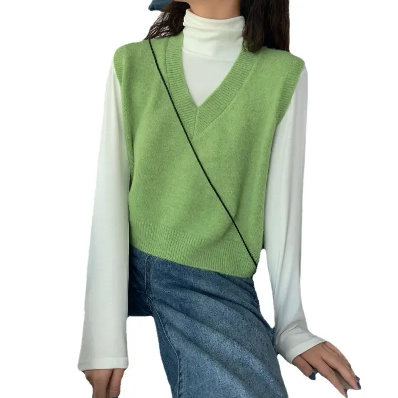 Women Knitted V-Neck Sleeveless Vest Spring Autumn - Image 15