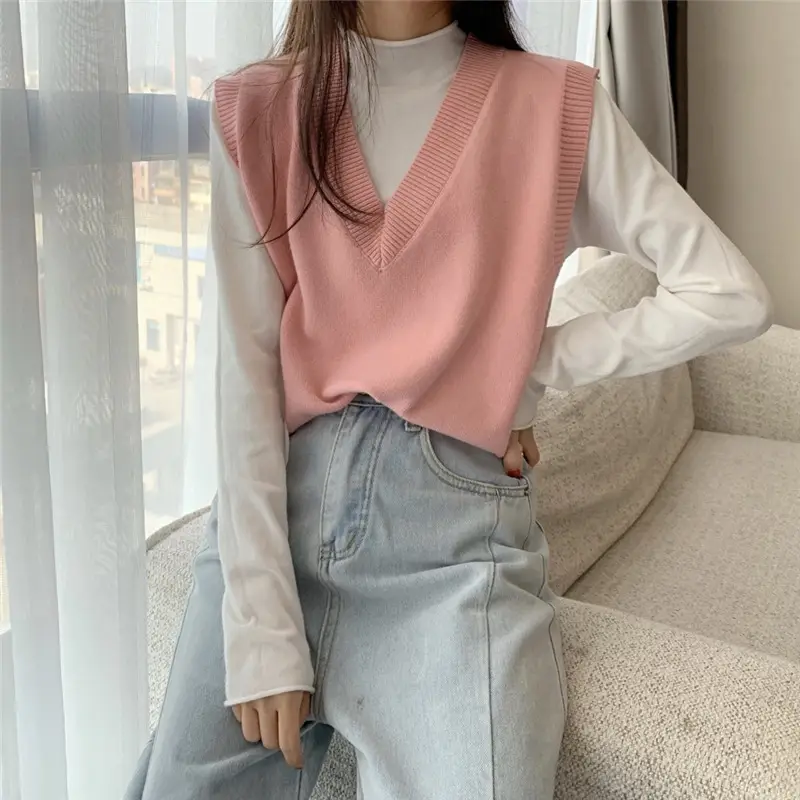 Women Knitted V-Neck Sleeveless Vest Spring Autumn — feature 30