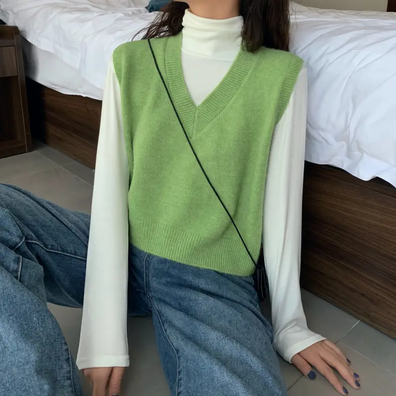 Women Knitted V-Neck Sleeveless Vest Spring Autumn — feature 47