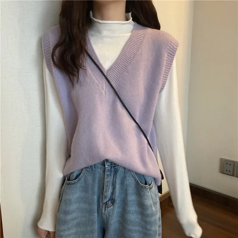 Women Knitted V-Neck Sleeveless Vest Spring Autumn — feature 49