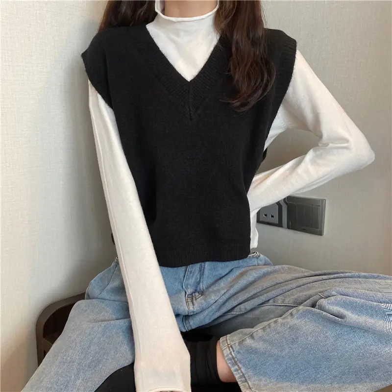 Women Knitted V-Neck Sleeveless Vest Spring Autumn — feature 6