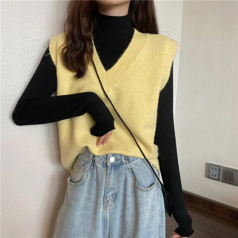 Women Knitted V-Neck Sleeveless Vest Spring Autumn — feature 7