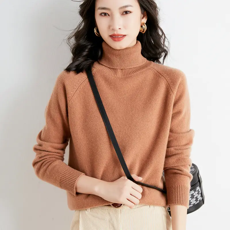 Women's 2025 Knitted High Collar Sweater Yellow - Image 17