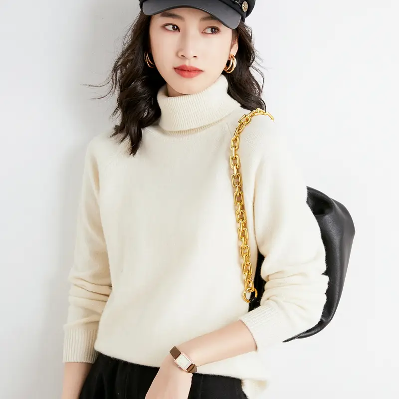 Women's 2025 Knitted High Collar Sweater Yellow - Image 15