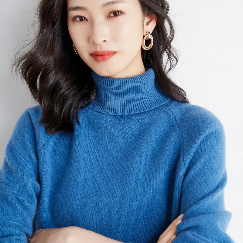 Women's 2025 Knitted High Collar Sweater Yellow - Image 18