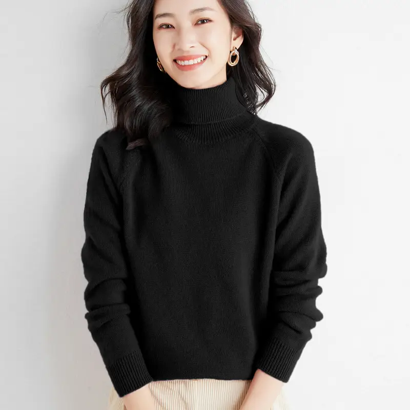 Women's 2025 Knitted High Collar Sweater Yellow - Image 8
