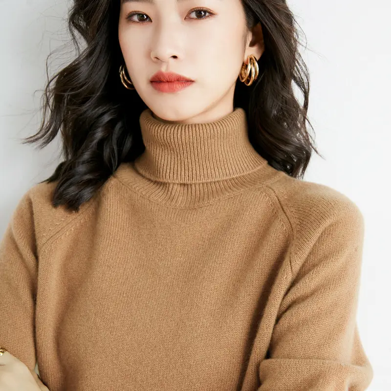 Women's 2025 Knitted High Collar Sweater Yellow - Image 9