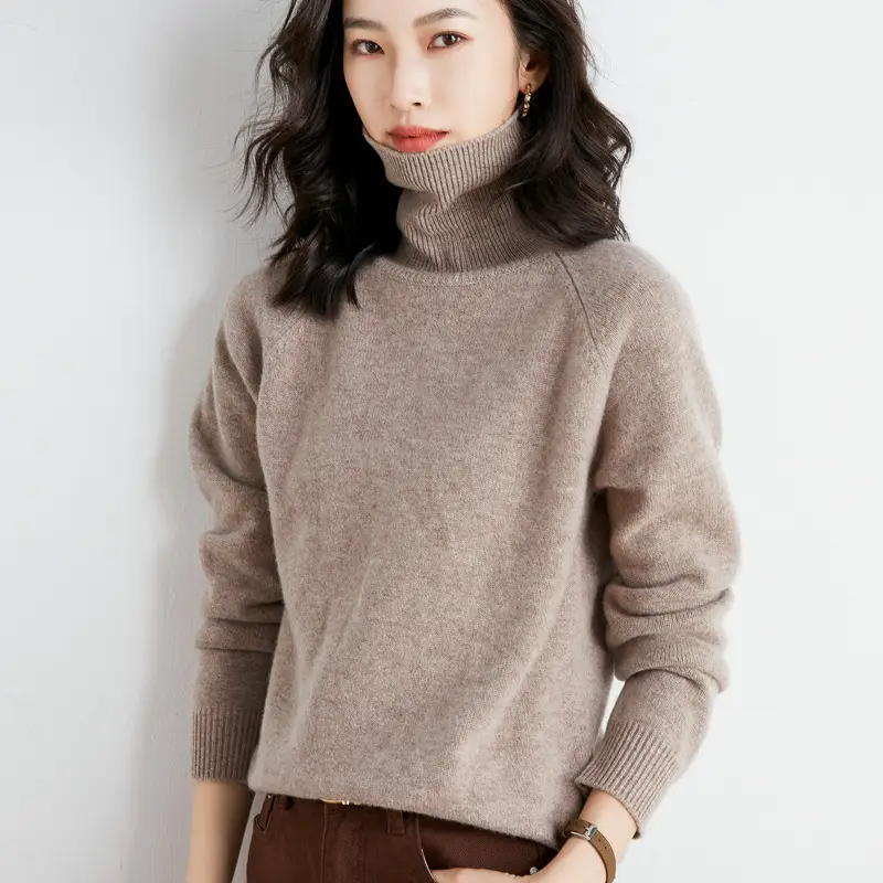 Women's 2025 Knitted High Collar Sweater Yellow - Image 10