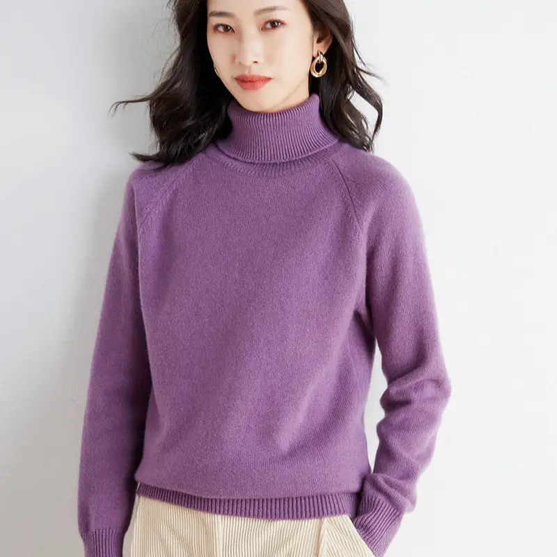 Women's 2025 Knitted High Collar Sweater Yellow - Image 12