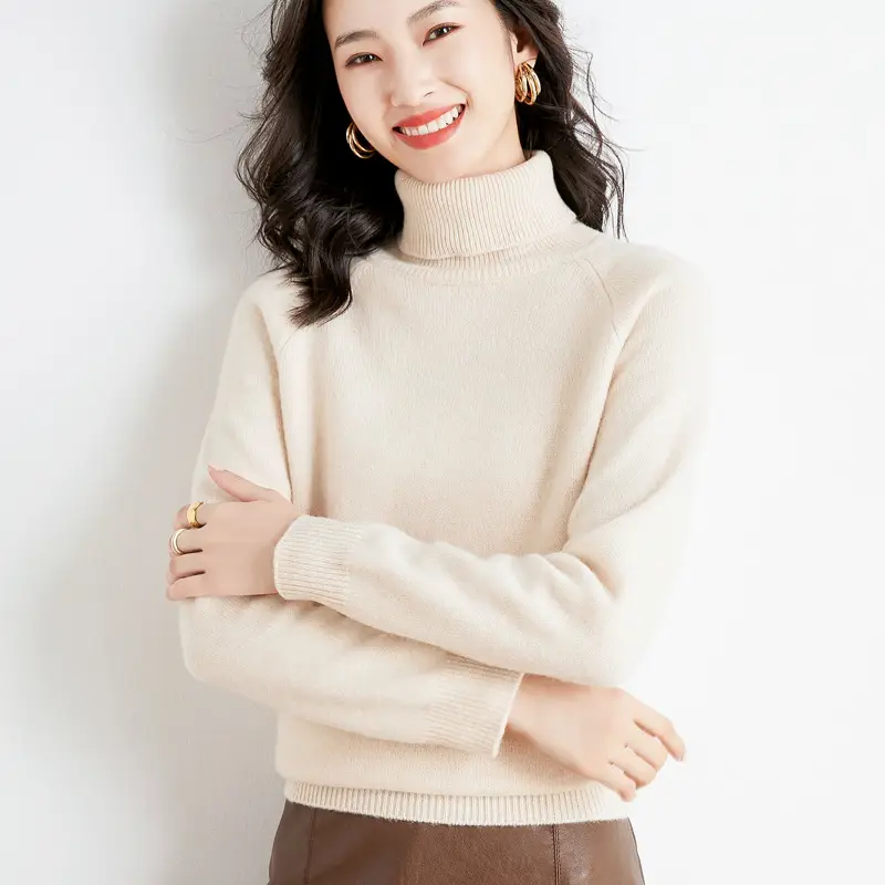 Women's 2025 Knitted High Collar Sweater Yellow - Image 14