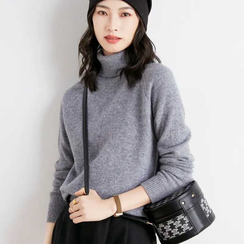 Women's 2025 Knitted High Collar Sweater Yellow - Image 6