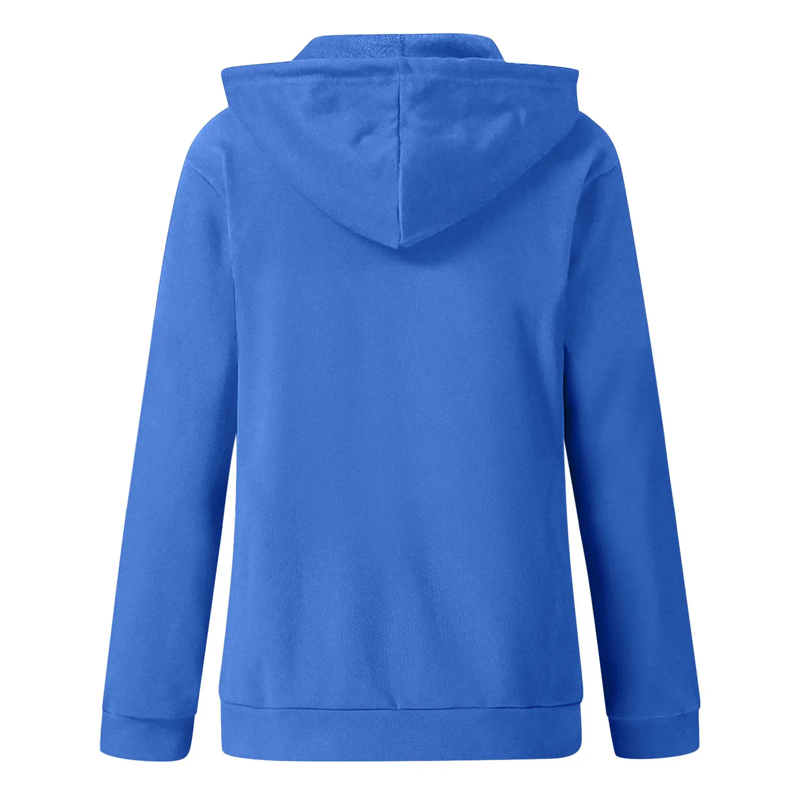 Blue Zipper Hooded Pullover Women's Cardigan with Front Pocket — feature 17