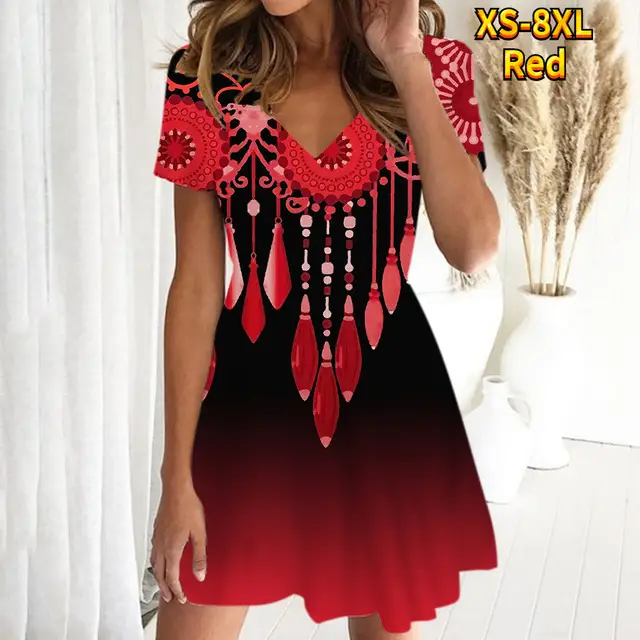 2024 Women Digital Print V-Neck Pullover Short Sleeve Loose Fit - Image 11
