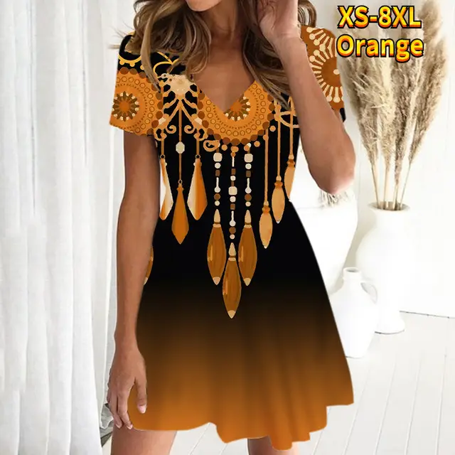 2024 Women Digital Print V-Neck Pullover Short Sleeve Loose Fit - Image 9