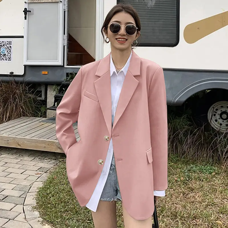 Women Pink Blazer 2026 Spring Autumn Loose Fit - Image 9