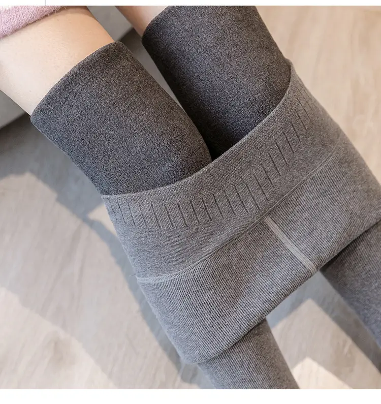 Women Fleece Lined One-Piece Leggings Warm Grey - Image 6