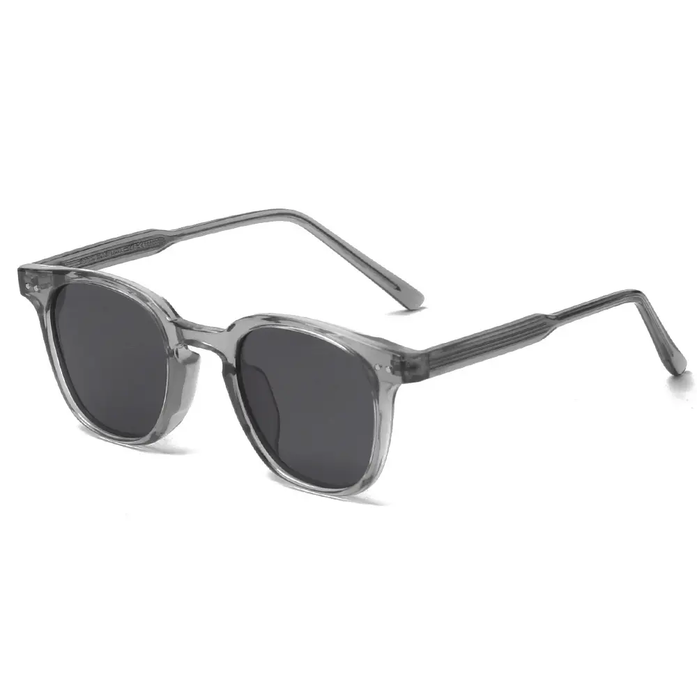 Men Women Square Frame Polarized Sunglasses Transparent White