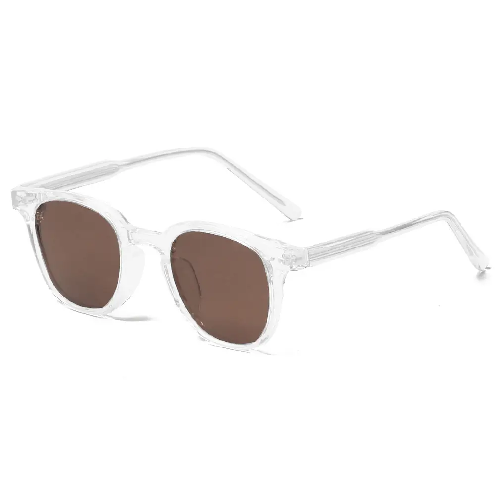 Men Women Square Frame Polarized Sunglasses Transparent White - Image 2