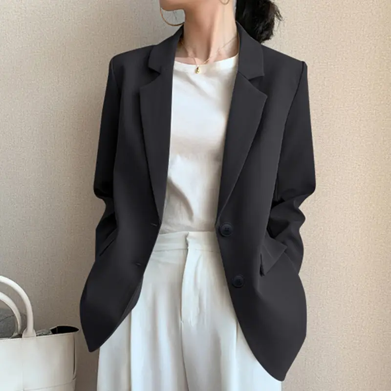 Khaki Small Suit Jacket Women's Trendy Ins Autumn New K-Style Student Loose Retro Chic Slim Casual Women - Image 4