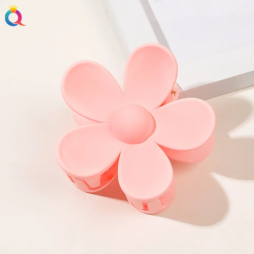 Frosted Large Flower Hairpin-Pink