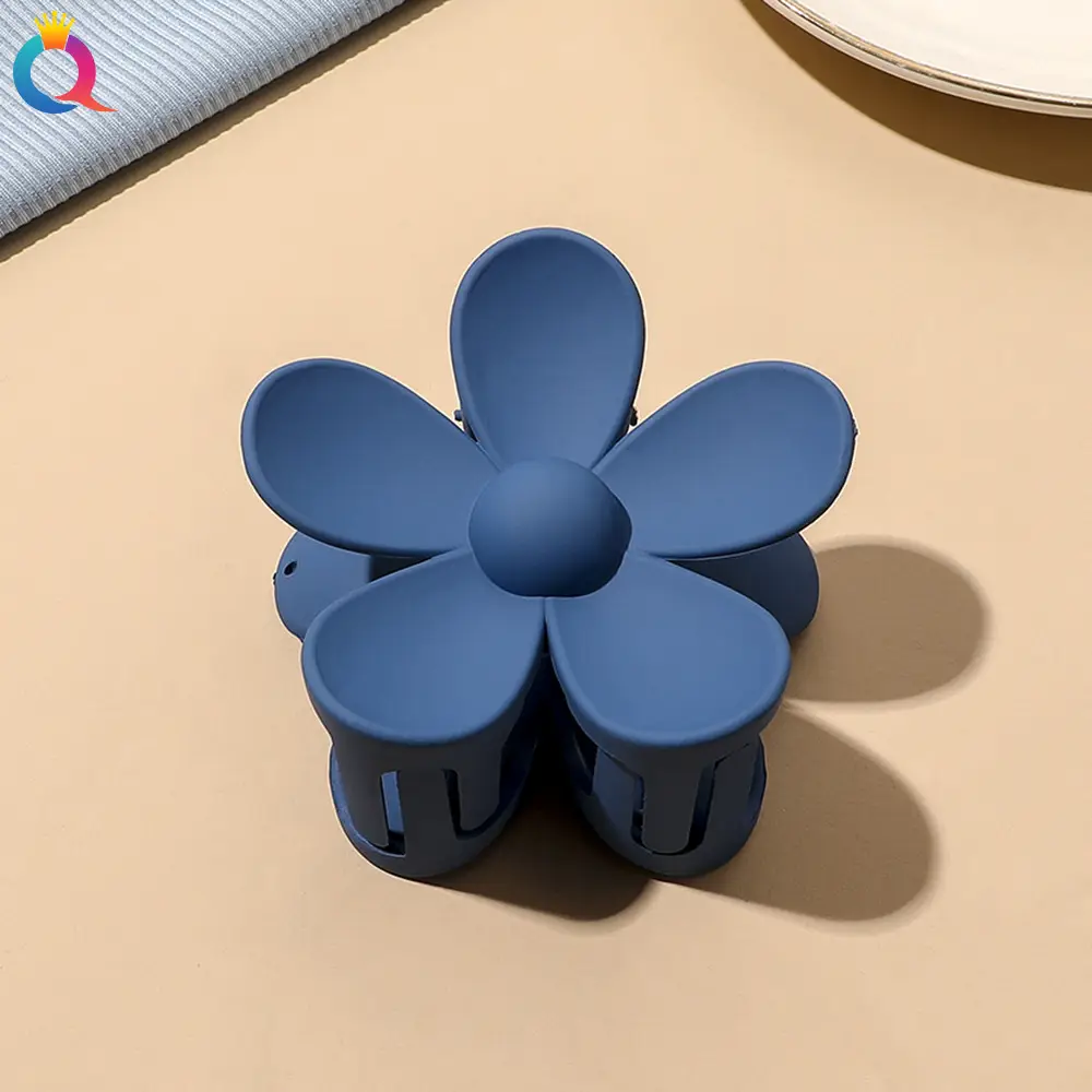 Frosted large flower hairpin-dark blue