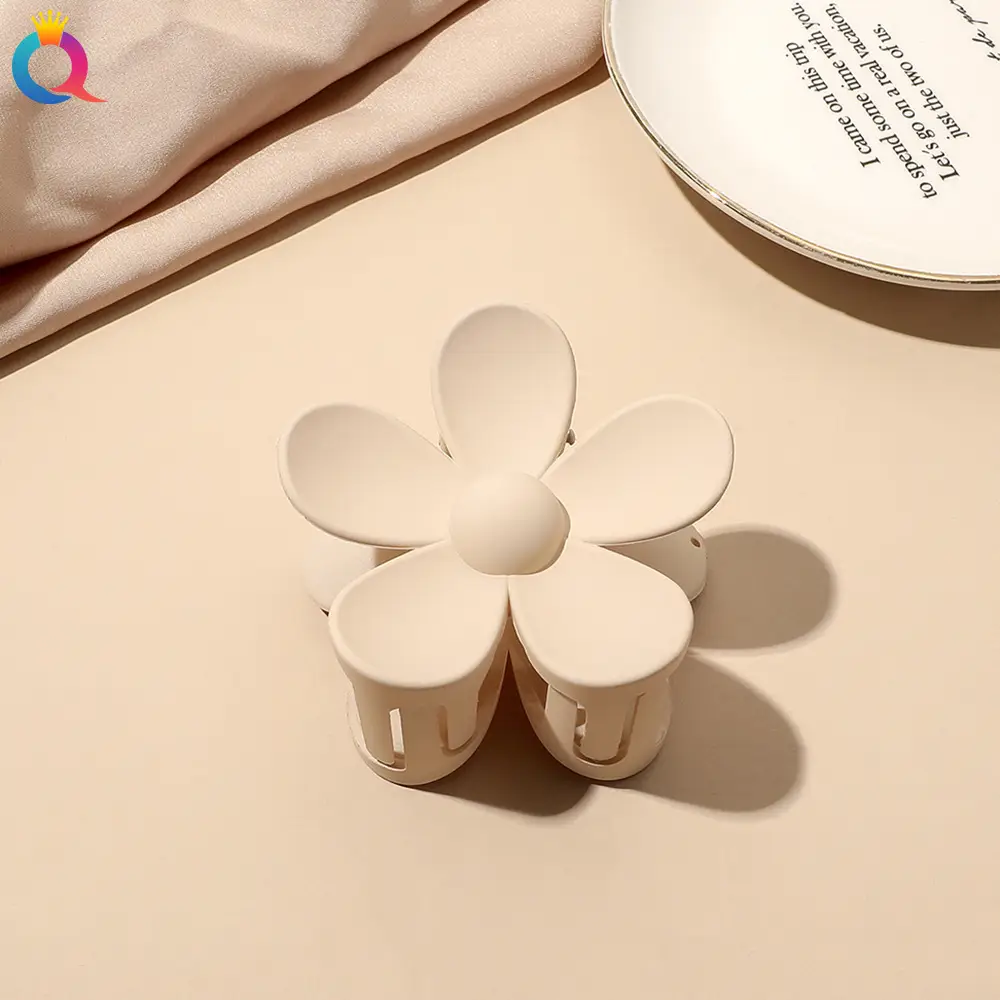 Frosted Large Flower Hairpin-Beige
