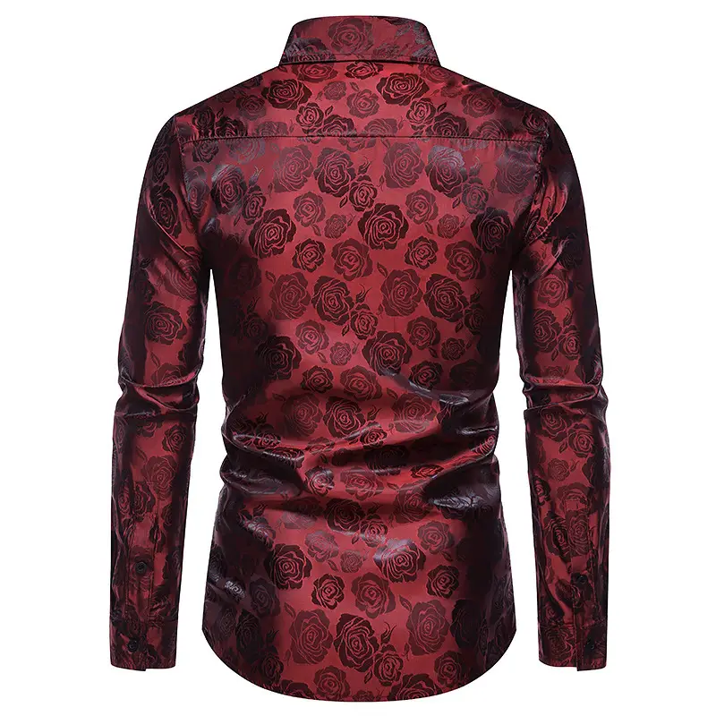 Men's Long Sleeve Rose Printed Shirt 2021 Winter — feature 12