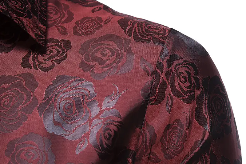 Men's Long Sleeve Rose Printed Shirt 2021 Winter — feature 13