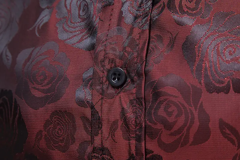 Men's Long Sleeve Rose Printed Shirt 2021 Winter — feature 15