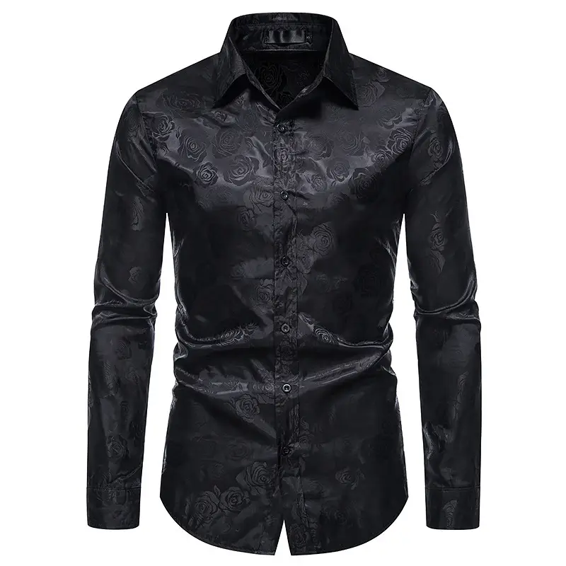 Men's Long Sleeve Rose Printed Shirt 2021 Winter — feature 2