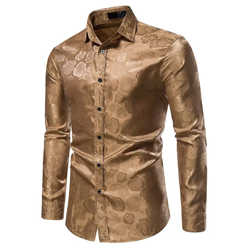 Men's Long Sleeve Rose Printed Shirt 2021 Winter — feature 20