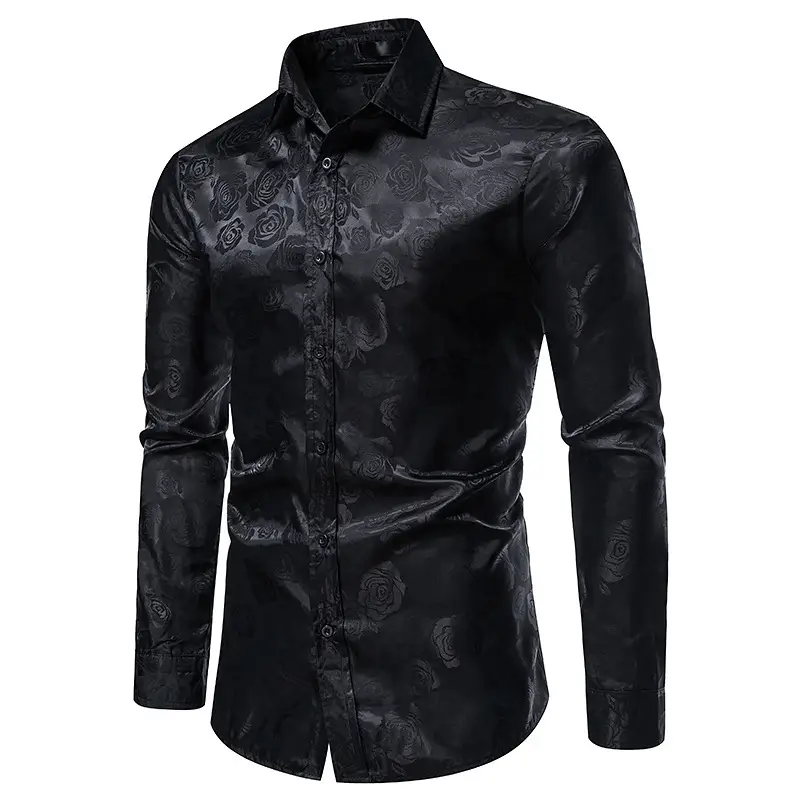 Men's Long Sleeve Rose Printed Shirt 2021 Winter — feature 3