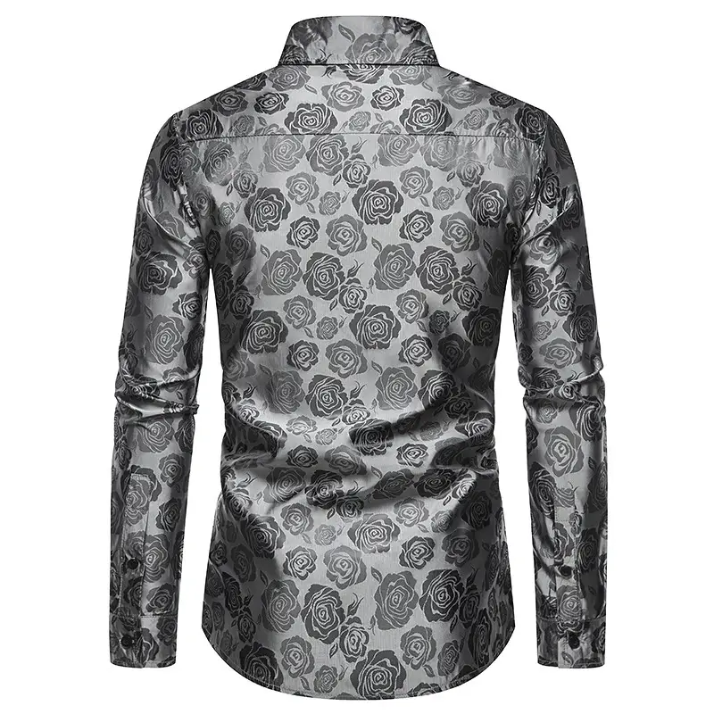 Men's Long Sleeve Rose Printed Shirt 2021 Winter — feature 38
