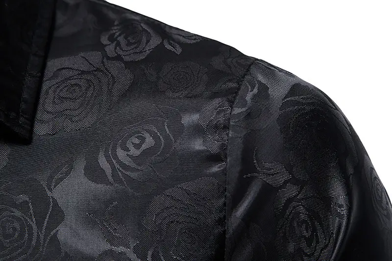 Men's Long Sleeve Rose Printed Shirt 2021 Winter — feature 5