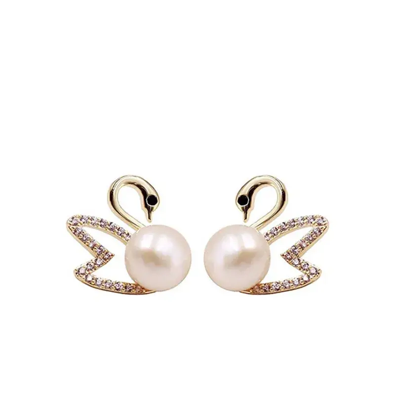 S925 Silver Pearl Swan Earrings for Women - Image 5
