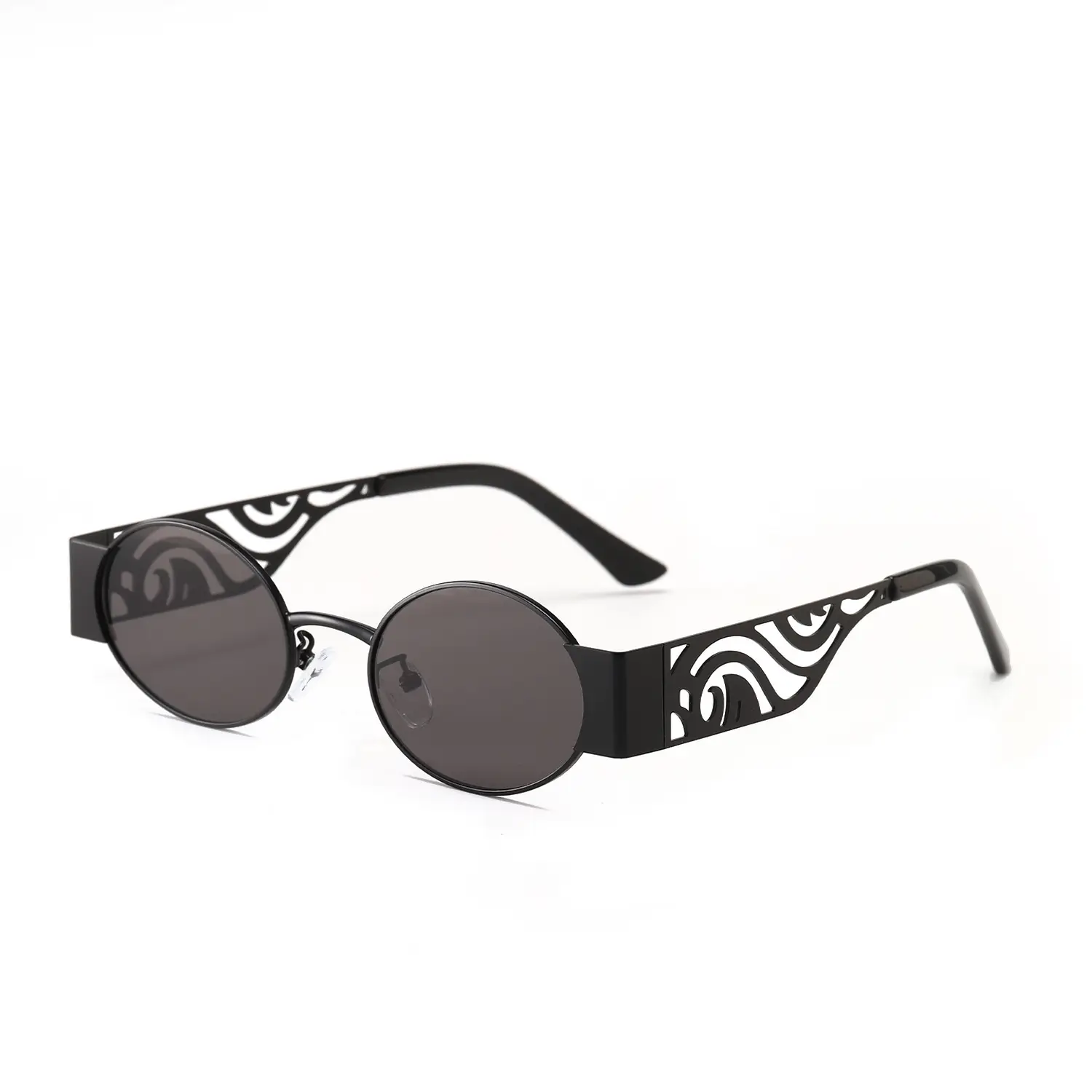 Women Oval Hollow Metal Sunglasses Pink Film European American